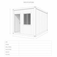 Maison conteneur modulaire préfabriquée de 20 pieds, bureau, dortoir, démontable, à emballage plat, avec aménagement personnalisable moderne et panneaux sandwich en acier