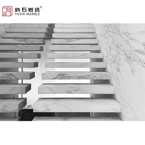 YUSHI MARBLE oriental white marble step in door staircase for luxury homes, hotels, and other high-end buildings