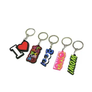 Bán buôn Tùy chỉnh cao su 2D 3D mềm PVC Keychain trang web PVC Keyring Logo keytags cho quà tặng khuyến mãi