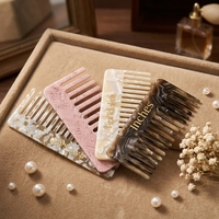 Peigne à dents larges de 4 mm avec logo personnalisé, antistatique, en plaque d'acide acétique, brosse à cheveux pour usage domestique, brosse à cheveux en cellulose pour l'élimination des poils