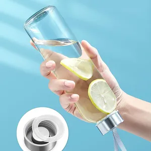 Bouteilles d'eau en verre avec logo Verre clair pour l'eau Bouteille en verre dépoli Bouteille d'eau de sport