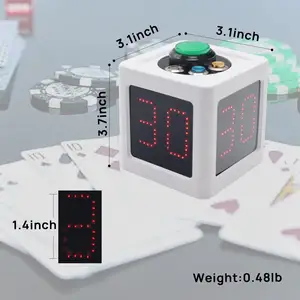 YIZHI 1.4in High Digital Display LED Poker Shot Clock Secondes Compte à rebours Cube Timer pour Poker Casino Chess Tournamen Party Games