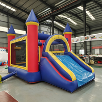 Château gonflable commercial avec toboggan et aire de jeux combinée en PVC, facile à installer, idéal pour les fêtes d'anniversaire et la location événementielle