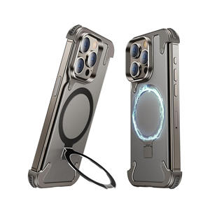 2024 Nouveau Design De Luxe En Cuir Véritable Béquille Téléphone étui pour iphone 14 Pro Max 15 Plus Titane Couleur Mobile Couverture MPC12 - Product Image 1