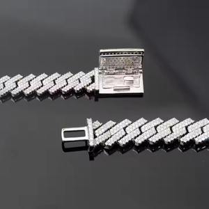 Fine Moissanite Cuban Link Bracelet 925 Sterling Silver Plated Hip Hop Style Trendy Chain Jewelry Gift for <b>Men</b> Women - Product Image 2