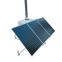 Caméra de surveillance solaire sur remorque 4G avec 3 panneaux 450W, tour d'éclairage CCTV étanche IP66 avec batterie 12000Wh et surveillance