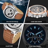 Erkekler için Lüks Hediye Paslanmaz Çelik 44mm Büyük Mavi Kadranlı Saat İş ve Günlük Kullanım Erkek Kol Saati Kronograf Hediye Saati Montre