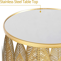 Ensemble de 2 tables basses d'appoint rondes gigognes dorées Tables de chevet décoratives