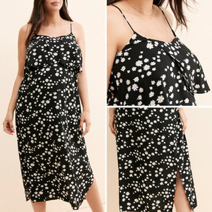 Abito da allattamento floreale per la maternità |   Abito Premaman <span class=keywords><strong>in</strong></span> Spandex/Cotone con Scollo a Barca e Spacco Laterale per Allattamento - Product Image 2