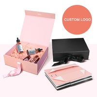 Custom Logo Magnet Rigid Box Packing Ready to Ship Personal Large Black Luxury Ribbon Paper Box With Magnetic Closure Gift Box