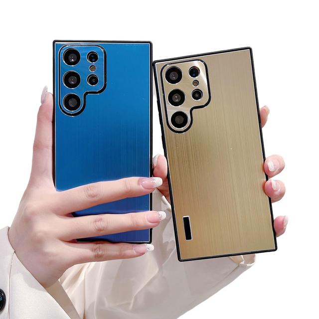 Luxury High Quality TPU Metal Brushed Shockproof Phone Case for Samsung S25 S24 S23 S22 S21 S20 Note20 Ultra Plus