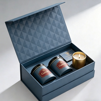 Boîte cadeau pour bougie personnalisée, boîte d'emballage rigide de luxe avec couvercle rabattable, insert personnalisé, logo imprimé pour ensemble de pots de bougies parfumées