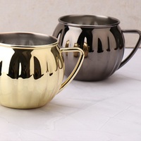 Tasses à vodka en cuivre martelé personnalisées avec poignée, vente en gros, grandes mugs Moscow Mule en acier inoxydable de style antique
