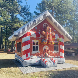 Château gonflable de Noël pour enfants, structure de saut gonflable commerciale en forme de pain d'épices pour les fêtes de Noël en plein air - Product Image 2