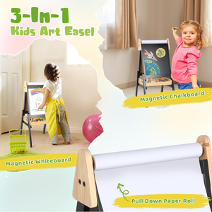 Alta regolabile pittura in piedi tavolo da disegno 3 in 1 cavalletto con vassoio in legno doppio lato per bambini cavalletto con rotolo di carta - Product Image 2