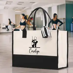 Kişiselleştirilmiş Tote çanta bale jimnastik çanta dansçı hediye dans öğretmen hediye okul çantası özel kadın kızlar için