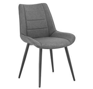 Sillas de comedor de gran carga, 6 sillas de cuero de juez de Tela Gris, sin brazos, patas de Metal negro, silla de restaurante de oficina cómoda ensamblada - Product Image 4