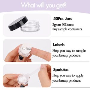 3 gram Mẫu Container có nắp đậy 50 đếm lọ thủy tinh nhỏ dùng một lần spatulas rỗng Lip Balm trang điểm du lịch container nhãn - Product Image 4