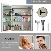 Rechteckiger Wand-Badezimmers pi egels chrank mit Sockel-LED-Kosmetik spiegel Anti-Fog-Bluetooth-Lautsprecher eingebaut
