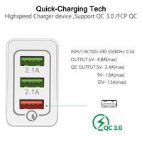 3USB 3 Ports QC3.0 Quick Wall Charger Smart QC 3.0 USB Fast Charging 18W Adapter pour SAMSUNG IPHONE HUAWEI xiaomi
