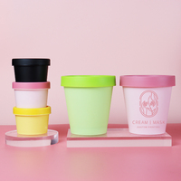 Récipient à crème glacée 50g 100g 200g pots à beurre en plastique en poudre pp blanc rose avec couvercle à vis 30g 500g