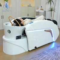 Lit de massage et de lavage capillaire pour salon, avec bac à shampoing intégré