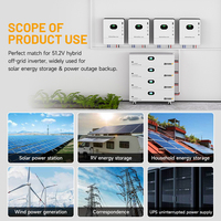 Paquete de batería móvil 51,2 V 400Ah LiFePO4 20KWH 40KWH 60KWH 80KWH Sistema de almacenamiento de energía solar híbrido doméstico apilable