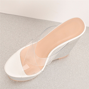 WETKISS Trasparente Cinghia di Scintillio Tacchi Alti Oro Bianco Scivoli <span class=keywords><strong>Sandali</strong></span> Delle Donne del PVC Peep Toe <span class=keywords><strong>Sandali</strong></span> <span class=keywords><strong>Con</strong></span> Zeppa <span class=keywords><strong>Con</strong></span> La Piattaforma - Product Image 3