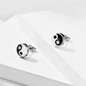 Taoist Tai Chi Yin Yang <b>Titanium</b> Steel <b>Stud</b> Earrings Geometric Design For Fashion Jewelry - Product Image 4