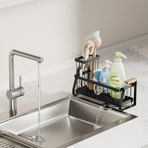 Distributeur de savon 3-en-1 en acier inoxydable, support d'éponge et organiseur d'évier pour accessoires de cuisine - Product Image 3