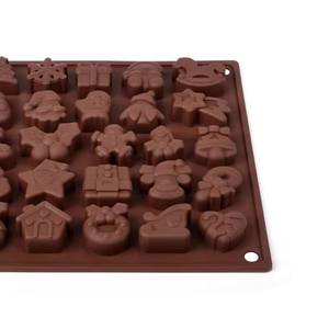 25-Hole Christmas Themed Silicone <b>Molds</b> Baking Cube Shape DIY <b>Cake</b> Chocolate Candy Icing Tray Included for Food Use - Product Image 4
