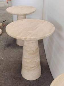 Table d'appoint en marbre WBERT, base en piédestal, style minimaliste moderne, meubles faits à la main pour le salon - Product Image 5