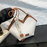 Sac Fourre-Tout Rétro Grande Capacité pour Femmes 2025, Style Tissé, Sac à Bandoulière Unique Sous les Bras, Fermeture Éclair, Polyester, Tendance