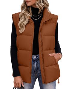 <b>Women</b> Puffer Vest Sleeveless Quilted Cotton Padded <b>Waistcoat</b> Zip Up Outerwear for Autumn Winter Wholesale Rate OEM Cheap Price - Product Image 1