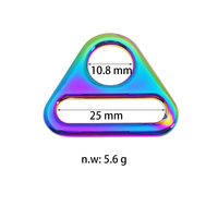 Boucle d'anneau en forme de triangle arc-en-ciel de 1 pouce en métal d'approvisionnement d'usine pour sac à main