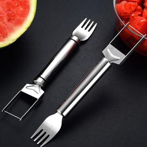 Syh1101 Outil de découpe de pastèque 2-en-1 pour cuisine, fourchette à pastèque, couteau à fruits, coupe-pastèque en acier inoxydable - Product Image 4