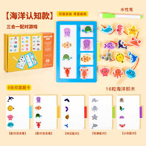 Permainan Manik-manik Kendaraan Anak-anak 3 in 1 Papan Gambar Peternakan Serangga Ikan Kognitif Papan Pencocokan Kayu Mainan Edukasi Montessori - Product Image 6