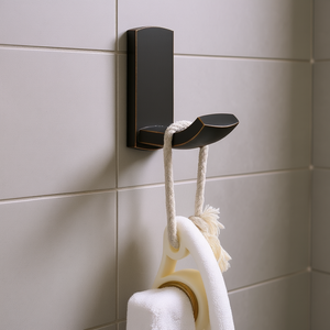 Crochet mural en laiton bronze noir, accessoire de salle de bain moderne pour serviettes et vêtements, D0100HPK7CY - Product Image 2