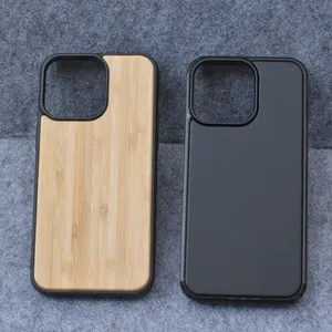 定制标志木盒天然木制黑色竹制手机外壳适用于Iphone 15 plus 14 pro max 12 13 11实木外壳