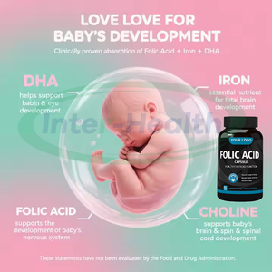 Ausreson kapsul asam folat kapsul Vitamin B2 besi <span class=keywords><strong>Prenatal</strong></span> suplemen Dha B9 kapsul asam folat untuk wanita hamil - Product Image 5