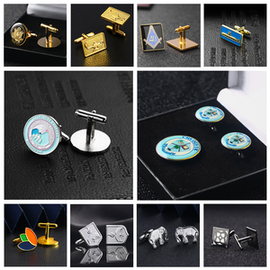 カスタマイズ可能な名前会社ロゴイーグルカフリンクセットメタル亜鉛合金エポキシエナメル真鍮カフスボタン男性用高級ボックス - Product Image 2