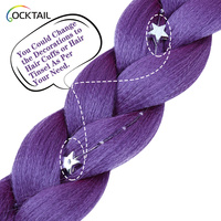 Queue de cheval à tresser, extension capillaire synthétique violette avec paillettes étoiles pour cosplay