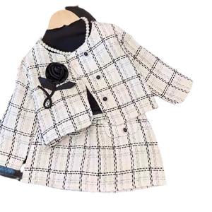 ชุดเดรสเด็กผู้หญิง<span class=keywords><strong>2</strong></span>ชิ้นเสื้อแจ็กเก็ตลายสก็อตคอกลมลายดอกกุหลาบ + กระโปรงสั้นสำหรับฤดูใบไม้ผลิฤดูใบไม้ร่วง - Product Image 3