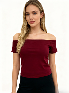 Top da donna elasticizzati con spalline Slim Fit seducenti con scollo a barca speziato top eleganti camicie corte - Product Image 2