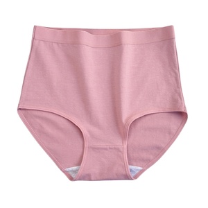 Bragas de algodón orgánico de talle alto, glúteos levantados, Color sólido para <span class=keywords><strong>mujer</strong></span>, ropa interior <span class=keywords><strong>normal</strong></span> de talla grande sin costuras - Product Image 1