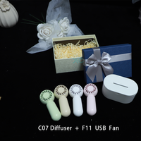 Mini ventilateur coloré et diffuseur, coffret cadeau de luxe bleu premium, ruban décoratif, emballages cadeaux multi-tailles