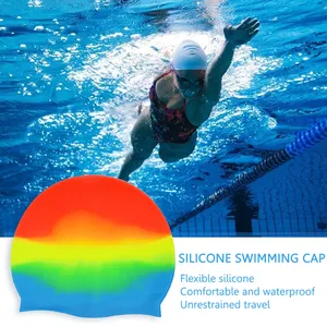 Adult Kids Customize Printing Team Swimming Hats Silicone Swim Cap