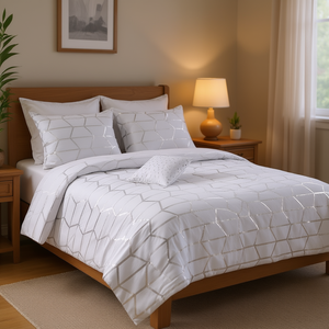 Set Copripiumino Stampato Metallizzato 100% Poliestere, Biancheria da Letto per Casa, Misura Full, Lavabile in Lavatrice - Product Image 2