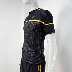 <strong>Black</strong> Golden Rash Guard <strong>Compression</strong> <strong>Shirt</strong> 4 Way Stretch and Sweat Moisture Fabric Part of a Martial Set Essential for BJJ - Product Image 2