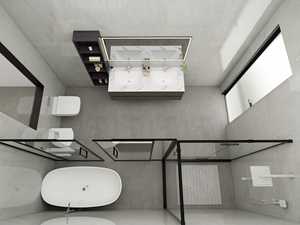 Modern Minimalist Bathroom Vanity Cabinets Set with Aluminium Frame & Glass Partitions - Product Image 4
